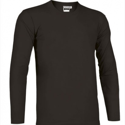 Camisola preta de mangas compridas com gola redonda