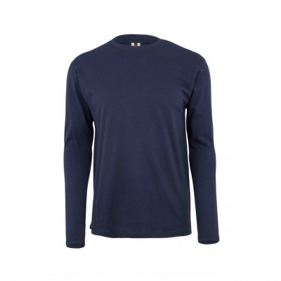 Camisola azul escuro de manga comprida com gola redonda