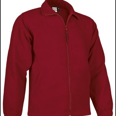 Casaco vermelho de tecido polar com fecho de correr