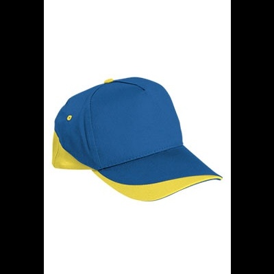 Boné desportivo azul com detalhes amarelos