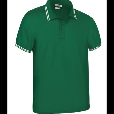 Polo verde com gola e punhos com listas brancas