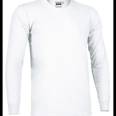 Camisola branca de manga comprida com etiqueta na gola