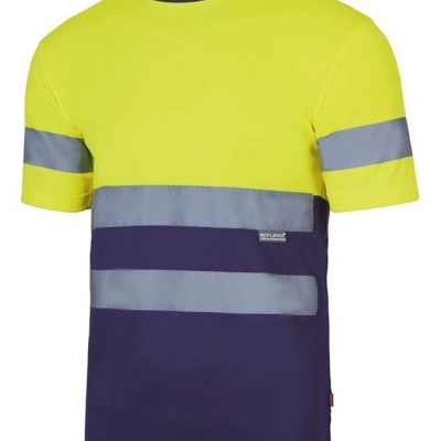 Camisola de trabalho bicolor com faixas refletoras cinzentas