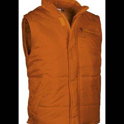 Colete acolchoado masculino cor laranja com fecho e bolsos