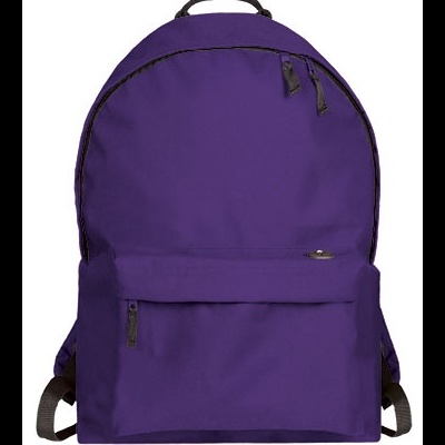 Mochila roxa com bolsos e alças pretas