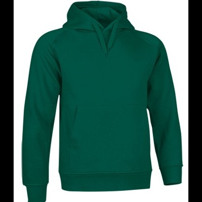 Camisola com capuz verde escuro com bolso e cordões