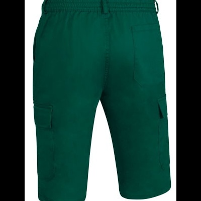 Calções verdes escuros com cintura elástica e bolsos tipo cargo