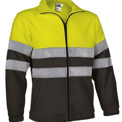 Casaco de alta visibilidade amarelo-limão e preto com faixas refletoras