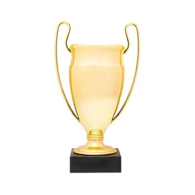 troféu dourado clássico com base preta