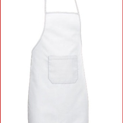 Avental de cozinha branco com bolso frontal