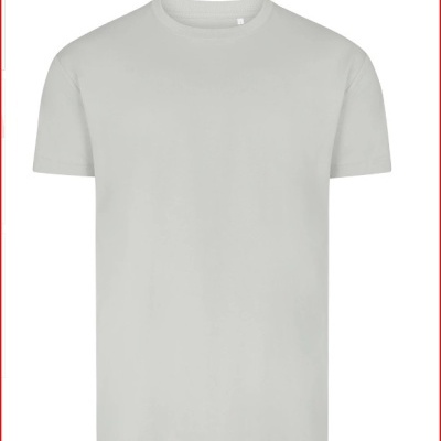 T-shirt cinzenta lisa de manga curta com gola redonda
