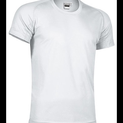 T-shirt branca unissexo com gola redonda e manga curta