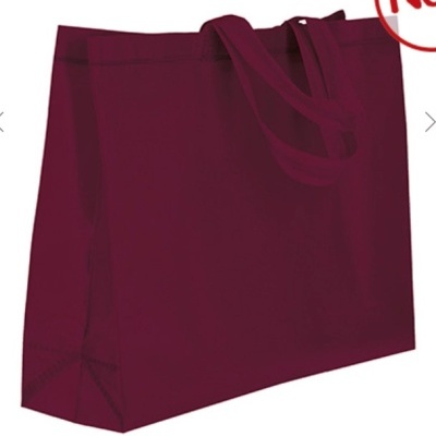 Sacola de tecido bordô com alças largas e base reforçada