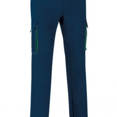 Calças de ganga azuis com bolsos laterais verdes