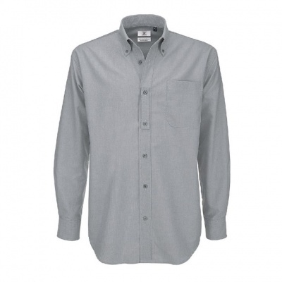 Camisa cinzenta de manga comprida com bolso e botões