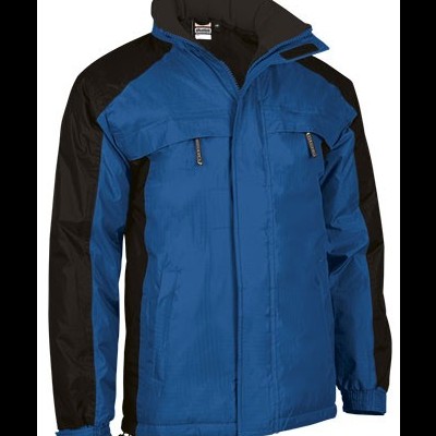 Casaco impermeável azul e preto da marca Projob com fecho de correr e bolsos zíper