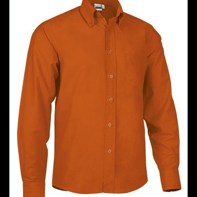 Camisa de manga comprida laranja com botões e colarinho clássico