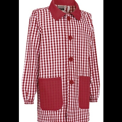 Casaco infantil xadrez vermelho e branco com gola vermelha e bolsos frontais