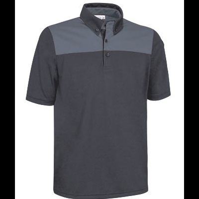 Polo masculino preta e cinza com colarinho de botões