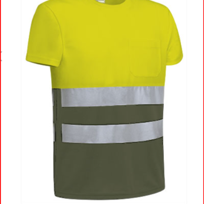 T-shirt de trabalho bicolor com faixas reflexivas e bolso