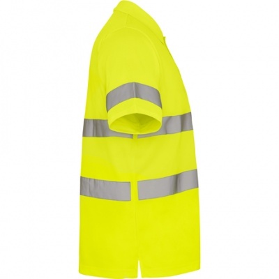 Camisola amarela fluorescente com faixas refletoras cinzentas
