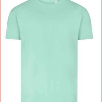 Camiseta verde água de manga curta e gola redonda, vista frontal