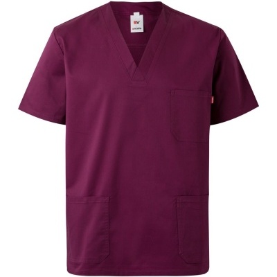 Camisola vinho de trabalho com bolsos e gola em V