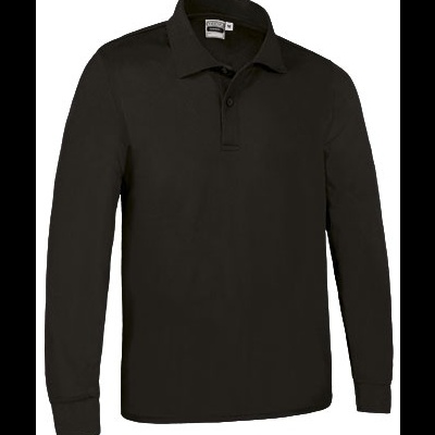 Polo de manga comprida preto com gola e três botões