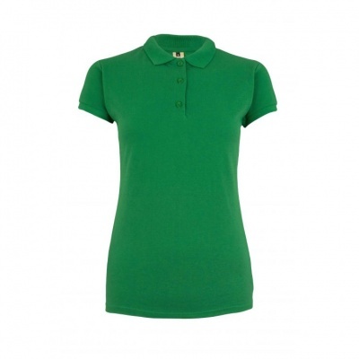 Polo verde feminino de manga curta e gola com botões