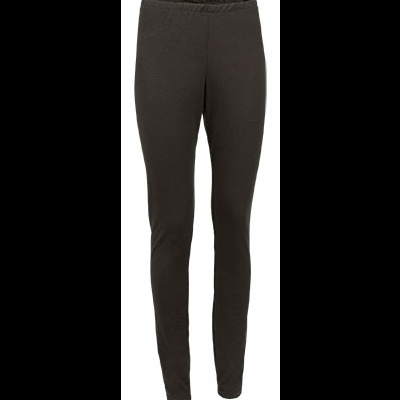 Calças leggings pretas com cintura elástica em fundo branco