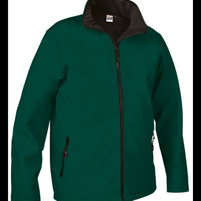 Casaco verde escuro com fecho de correr preto e gola alta preta