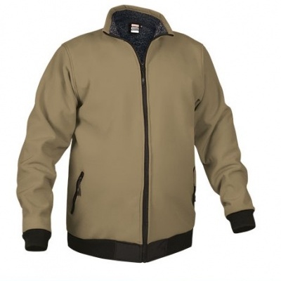 Casaco bege com interior peludo e fecho de correr preto