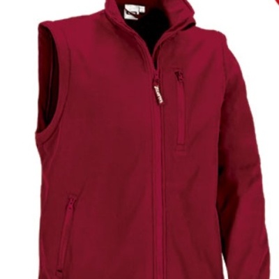 Colete vermelho assimétrico com uma manga e bolsos com fecho