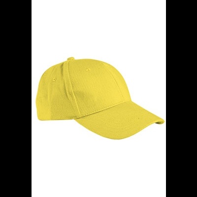 Boné amarelo de tecido com aba curva e seis painéis