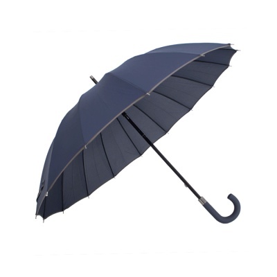 Guarda-chuva azul escuro com cabo curvo preto