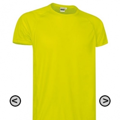 Camiseta desportiva amarela fluorescente de manga curta