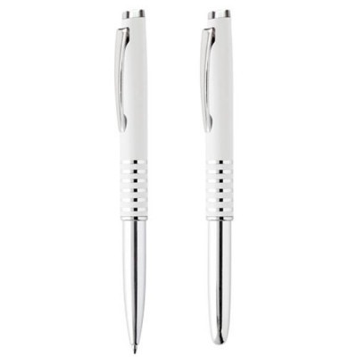 Conjuntos de canetas brancas com detalhes metálicos
