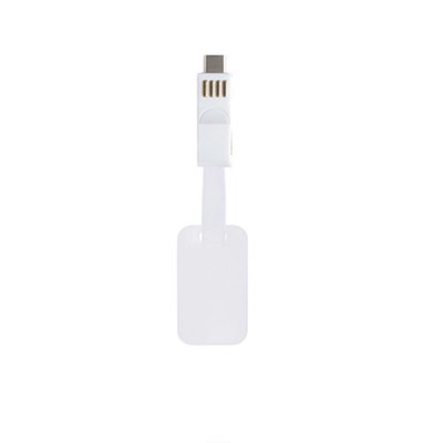 Cabo USB branco com conector tipo C com fecho deslizante