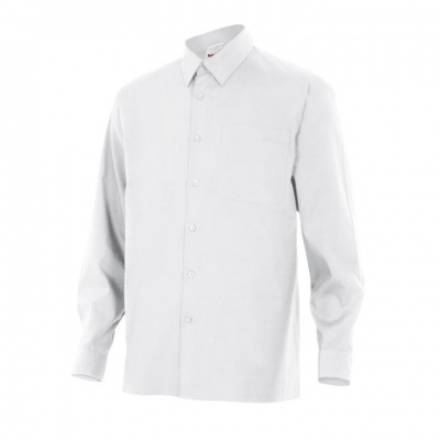 Camisa branca de manga longa com bolso e botões