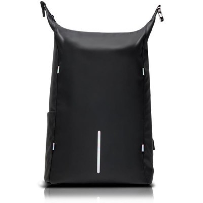 Mochila preta lisa com faixa refletora vertical no centro