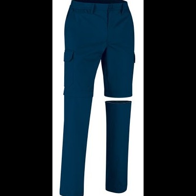 Calças conversíveis azul escuro com bolsos cargo e pernas destacáveis