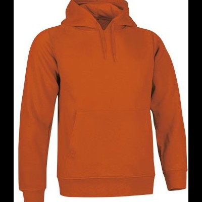 Camisola com capuz laranja com bolso canguru e mangas compridas