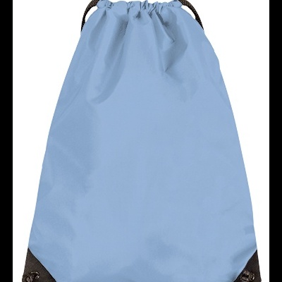 Mochila saco azul claro com cordões e cantos pretos
