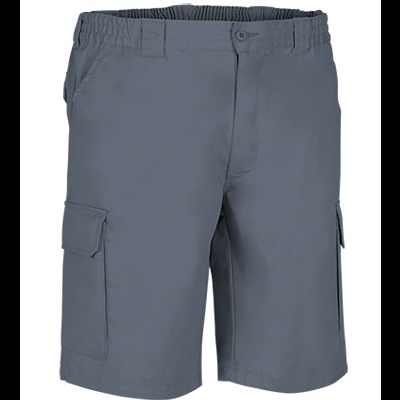 calções cinza com bolsos de aba e elástico na cintura