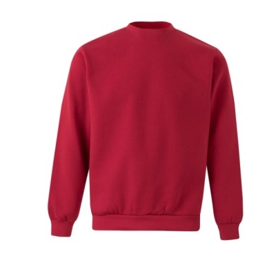 Sweatshirt vermelha lisa com gola redonda e punhos elásticos