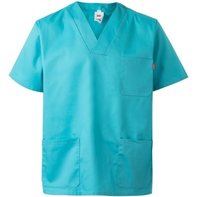 Túnica médica azul turquesa com bolsos