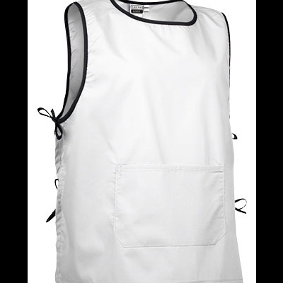 Colete branco para adulto com acabamento preto e bolso frontal