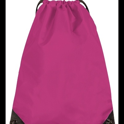 Mochila saco cor rosa com cordões e reforços pretos