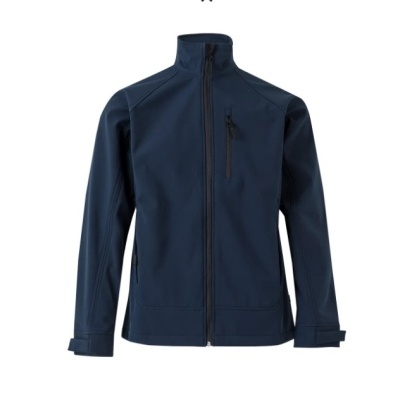 Casaco desportivo azul escuro com fecho frontal e bolso no peito