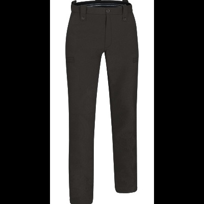 calças pretas de tecido liso com bolsos e passantes para cinto